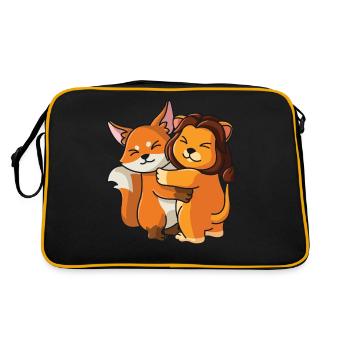 Renard avec lion aime les animaux mignons doux - Sac Retro - noir/or - Dos