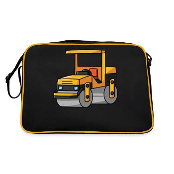 Roller construction site machine construction worker boy - Retro Bag - black/gold - Back