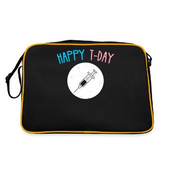 Happy T Day Transgender Testosterone Gift Shirt - Retro Bag - black/gold - Back