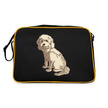 Cockapoo dog drawing of a cockapoo - Retro Bag - black/gold - Back