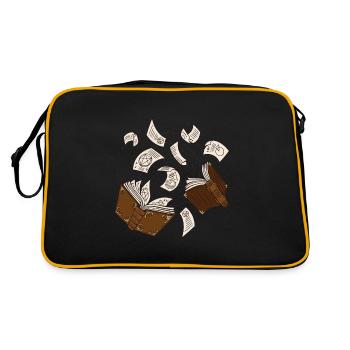 Hexenbücher Zaubersprüche Fliegende Seiten - Retro Tasche - Schwarz/Gold - Hinten