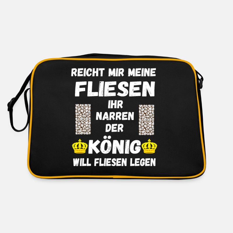 Fliesenleger Fliesen Legen Bodenleger Geschenke - Retro Tasche - Schwarz/Gold