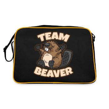Team Beaver - Retro Tasche - Schwarz/Gold - Hinten