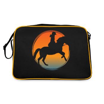Chevaux montés dans des écuries avec cavalier - Sac Retro - noir/or - Dos