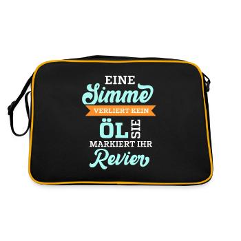 Simson Spruch Simme Moped - verliert kein Öl - Retro Tasche - Schwarz/Gold - Hinten