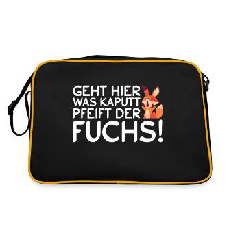 Fuchs Ritter Sprüche Familie Geschenk - Retro Tasche - Schwarz/Gold - Hinten