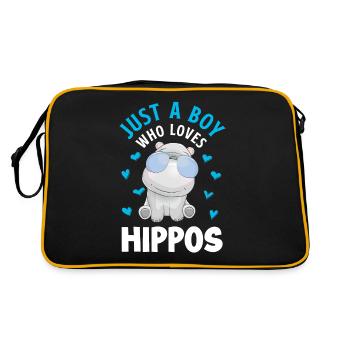 Lustige Flusspferd Nilpferd Liebhaber Geschenkidee - Retro Tasche - Schwarz/Gold - Hinten