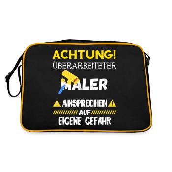 Maler Und Lackierer Weißer Malermeister Geschenke - Retro Tasche - Schwarz/Gold - Hinten