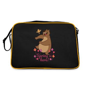 Ours doux sur une prairie de fleurs Le printemps est là - Sac Retro - noir/or - Dos
