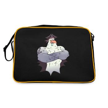 Pirate de mouette mangeant un poisson avec un tatouage d'ancre - Sac Retro - noir/or - Dos