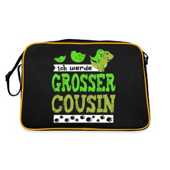 Ich bin bald grosser Cousin / werde großer Cousin - Retro Tasche - Schwarz/Gold - Hinten