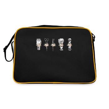 Frisör Friseur Friseurin Friseuse Frisöse Geschenk - Retro Tasche - Schwarz/Gold - Hinten