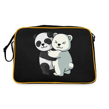 Panda avec ours polaire ours couple aime les animaux mignons - Sac Retro - noir/or - Dos