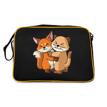 Chat avec renard aime les animaux mignons doux - Sac Retro - noir/or - Dos
