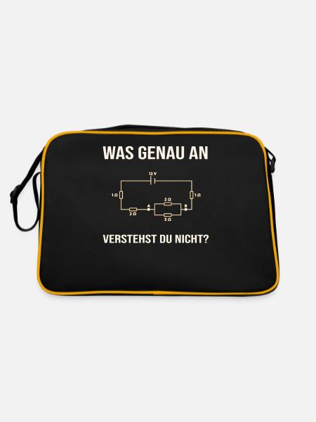 Was genau an... Elektriker Elektroniker Handwerker - Retro Tasche - Schwarz/Gold - Hinten