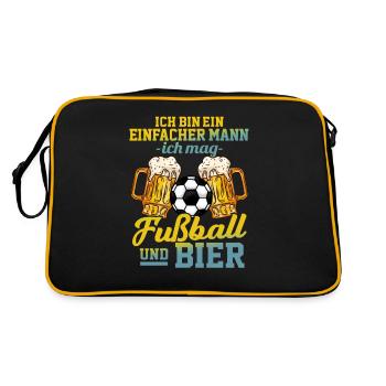 Ich bin ein einfacher Mann - Fußball und Bier - Retro Tasche - Schwarz/Gold - Hinten