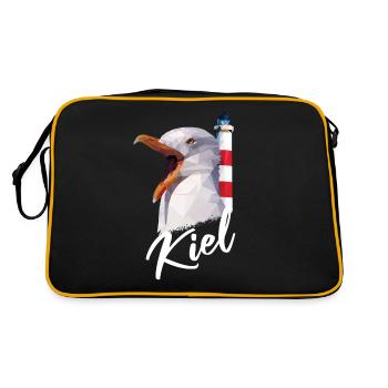 Kiel Heimat Stadt Souvenir Geschenk - Retro Tasche - Schwarz/Gold - Hinten