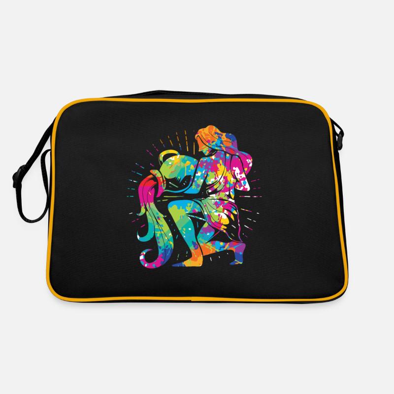 Sternzeichen Wassermann Astrologie Horoskop - Retro Tasche - Schwarz/Gold