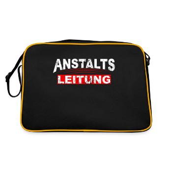 Lustiger Spruch Anstalts Leitung - Retro Tasche - Schwarz/Gold - Hinten