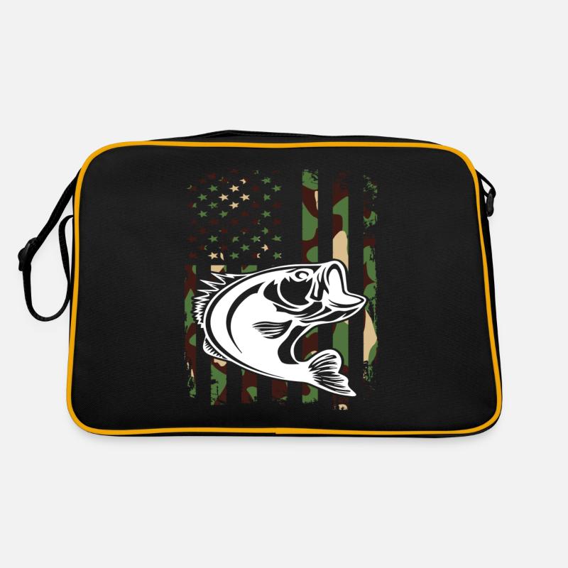 Angeln Camouflage - Retro Tasche - Schwarz/Gold