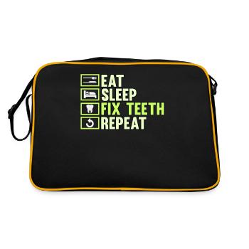 Zahnarzt Zähne Zahnpflege Lustig Geschenk - Retro Tasche - Schwarz/Gold - Hinten