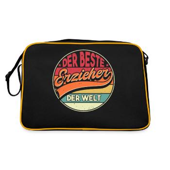 Erzieher Kindergärtner Geschenk - Retro Tasche - Schwarz/Gold - Hinten