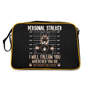 Deutscherschäferhund - Retro Tasche - Schwarz/Gold - Hinten
