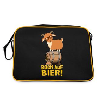 Bock auf Bier - Retro Tasche - Schwarz/Gold - Hinten