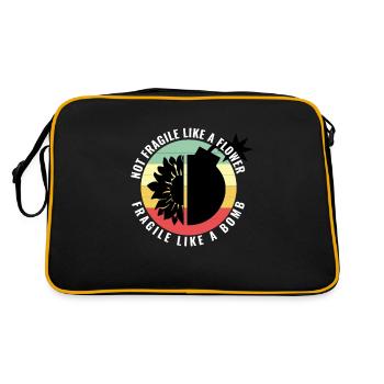 Blumenmotiv Damen Geschenk - Retro Tasche - Schwarz/Gold - Hinten