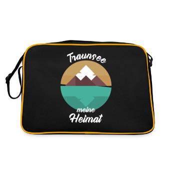 Traunsee Österreich See Alpen Tirol Geschenkidee - Retro Tasche - Schwarz/Gold - Hinten