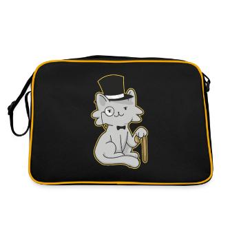 Gentleman cat with top hat and walking stick - Retro Bag - black/gold - Back