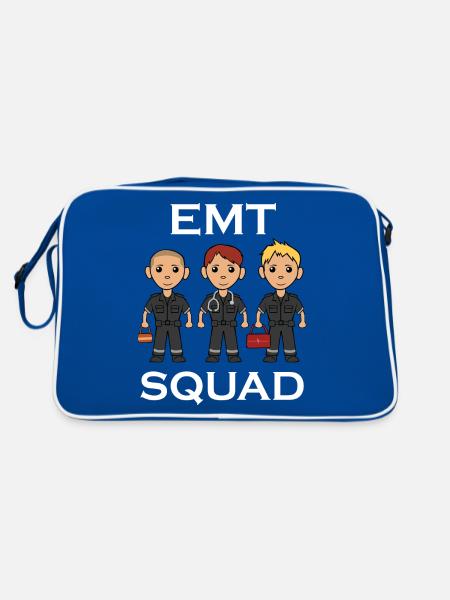Sanitäter Rettungsdienst Team Notfall - Retro Tasche - Blau/Weiß - Hinten