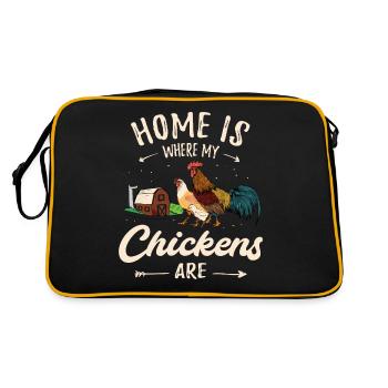 Chicken farmer domestic chicken chicken farm funny - Retro Bag - black/gold - Back