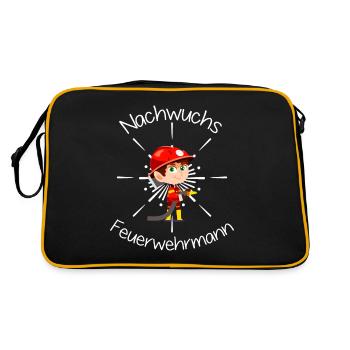 Nachwuchs Feuerwehrmann - Junge Kind Teenager - Retro Tasche - Schwarz/Gold - Hinten