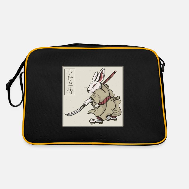 Japanese art rabbit samurai with sword Retro Bag