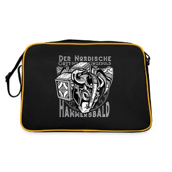 Der nordische Gott der Ungeduld Spaß Hammersbald - Retro Tasche - Schwarz/Gold - Hinten