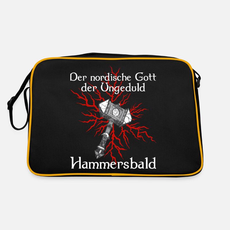 Wikinger Hammersbald Hammer Gott Geschenk - Retro Tasche - Schwarz/Gold