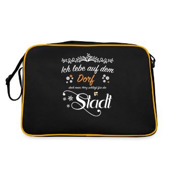 Stadtkind Stadt Dorf Großstadt Heimat Geschenkidee - Retro Tasche - Schwarz/Gold - Hinten