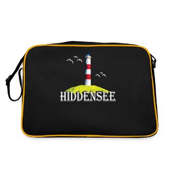 Hiddensee Ostsee Insel Urlaub Souvenir Geschenk - Retro Tasche - Schwarz/Gold - Hinten