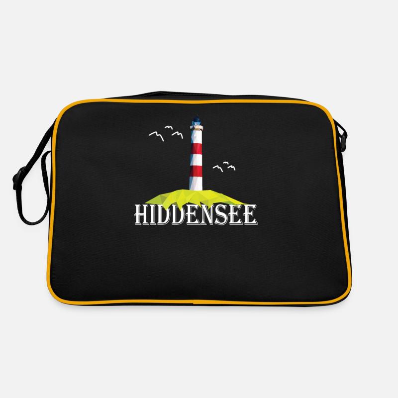 Hiddensee Ostsee Insel Urlaub Souvenir Geschenk - Retro Tasche - Schwarz/Gold