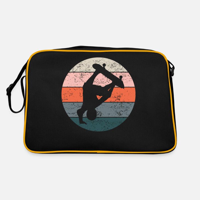Skateboarder Skater - Retro Tasche - Schwarz/Gold