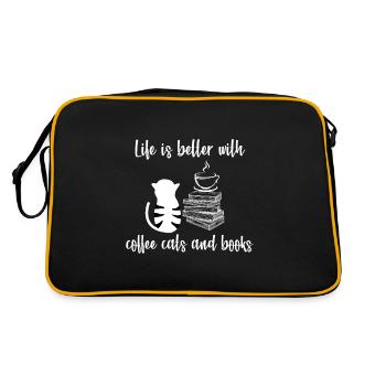 La vie est meilleure avec les chats de café et les livres - Sac Retro - noir/or - Dos