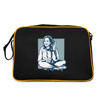 Kamala Harris en position jambes croisées - Sac Retro - noir/or - Dos