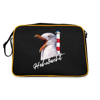 Hohwacht Ostsee Küste Strand Geschenk Souvenir - Retro Tasche - Schwarz/Gold - Hinten