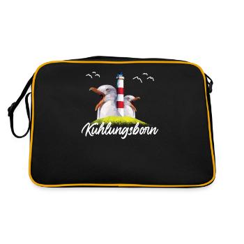 Kühlungsborn Ostsee Küste Strand Souvenir Geschenk - Retro Tasche - Schwarz/Gold - Hinten