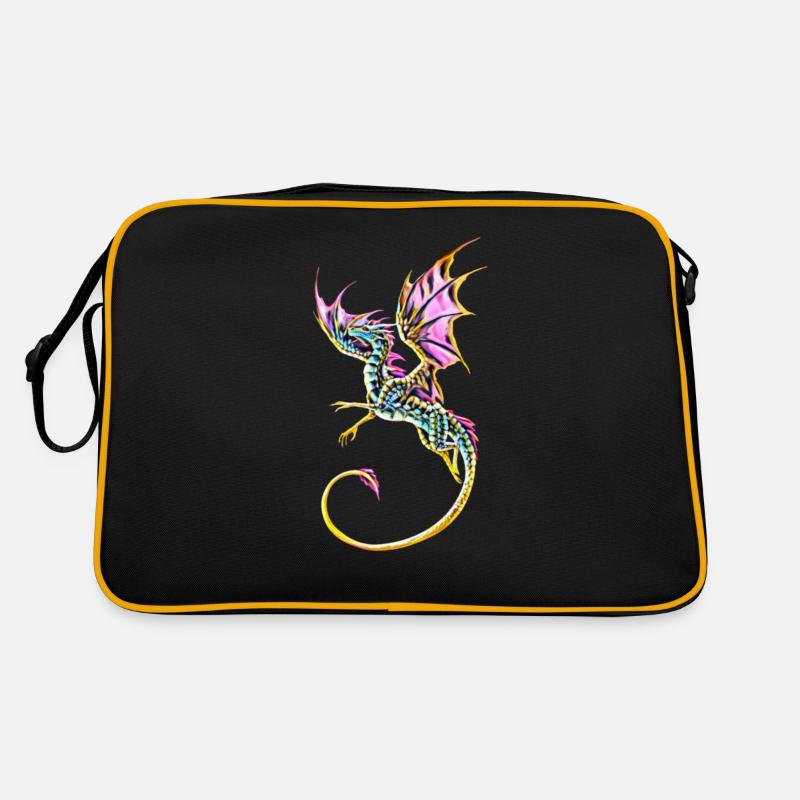 Drache - Retro Tasche - Schwarz/Gold