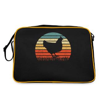 Hühner Huhn Hühnerstall Bauernhof - Retro Tasche - Schwarz/Gold - Hinten