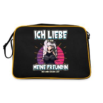 Ich liebe mein Freundin Anime Baka Otaku Manga - Retro Tasche - Schwarz/Gold - Hinten