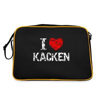 Ich liebe Kacken - Retro Tasche - Schwarz/Gold - Hinten