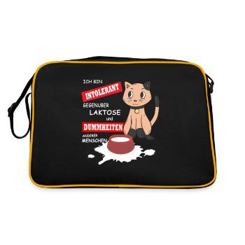 Lustige Katzen Sprüche - Retro Tasche - Schwarz/Gold - Hinten